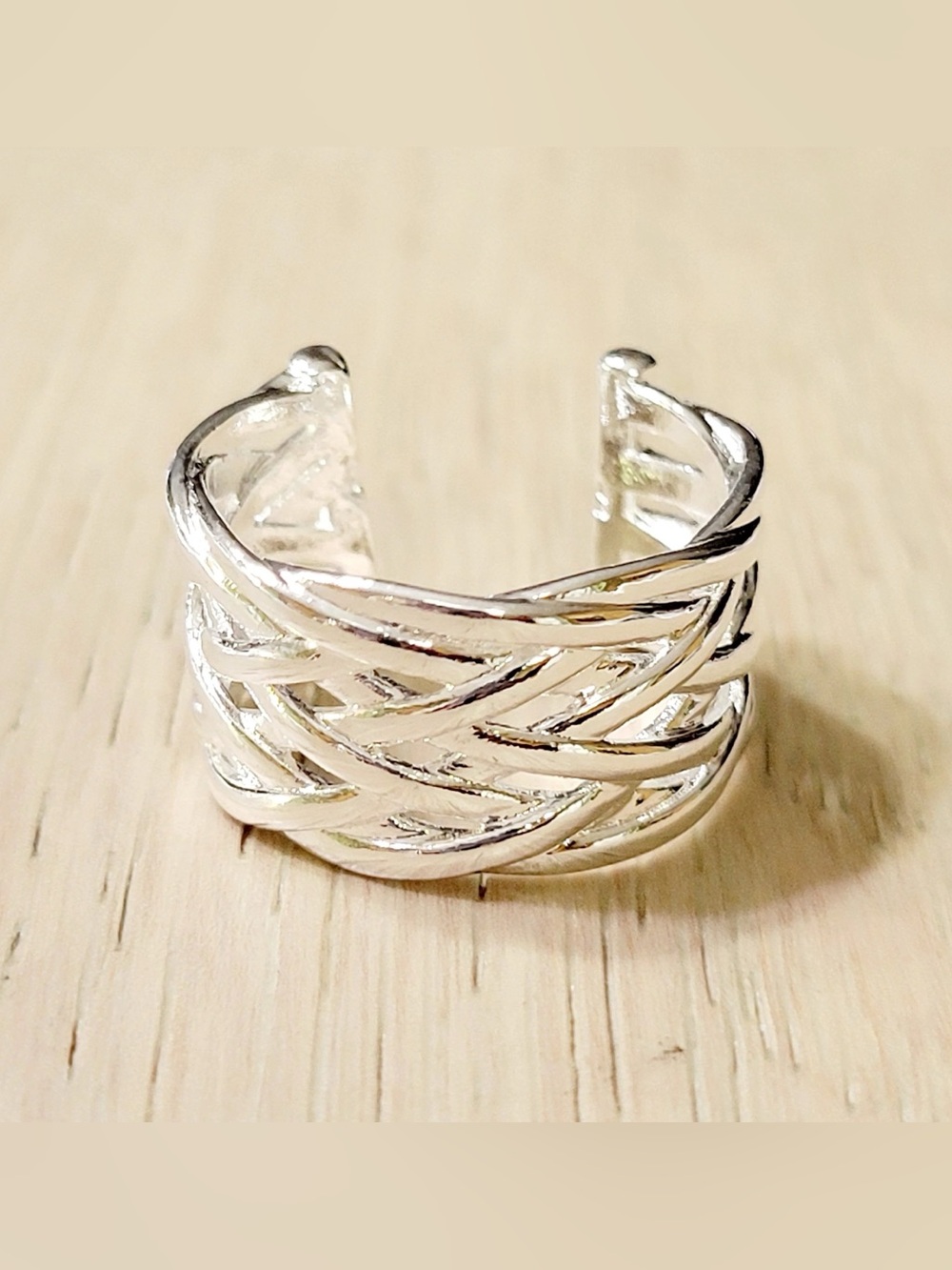 925 Sterling Adjustable Woven Ring